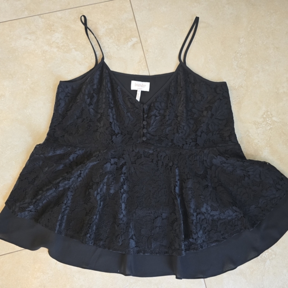 Black Lace Camisole Top, Size L, Laundry By Shelli Segal, NWOT